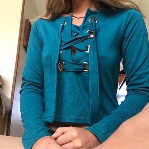 Rue21 long sleeve lace up chest